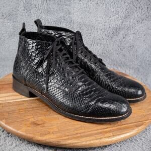 Stacy Adams Madison Boot High Top Anaconda Print Leather Black Mens Size 9.5 D